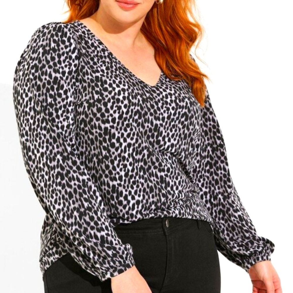 ❤️NWT TORRID TOP - CHEETAH ANIMAL PRINT BLOUSE - PUFF SLEEVE - PLUS SIZE